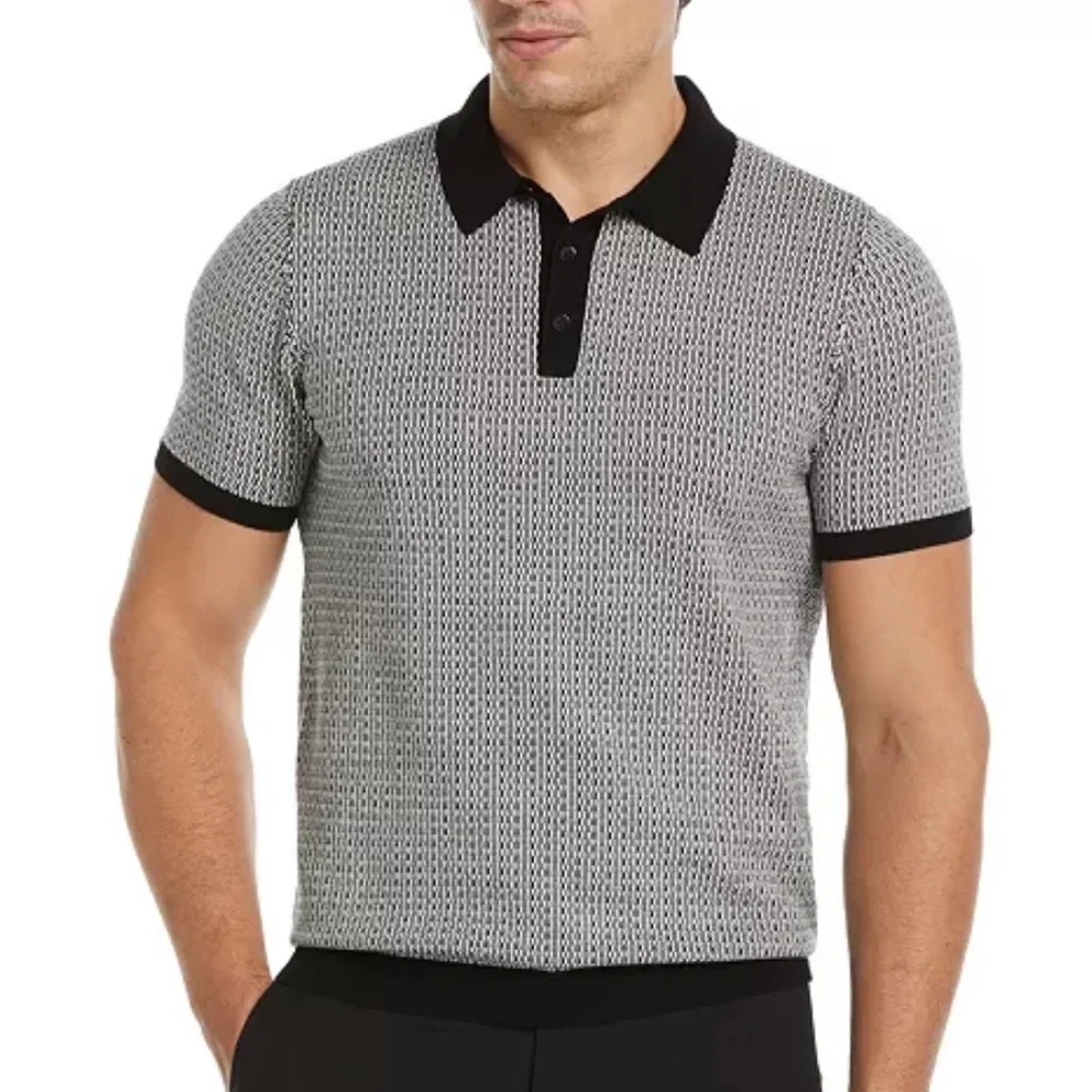 Perry Ellis Geometric Pattern Polo Sweater - Picture 1 of 4